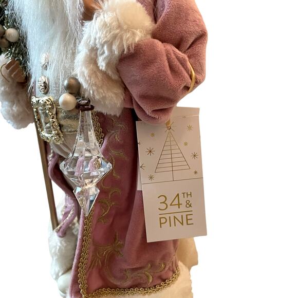 34th & Pine 23" Pink Velvet Santa w/ Crystal Ornaments Christmas Holiday New - Picture 10 of 16